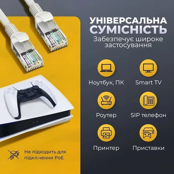 Патч корд CAT5e 75 м LAN UTP Pavlysh Сетевой кабель для интернета до 1 Гбит/с Серый 88292м фото