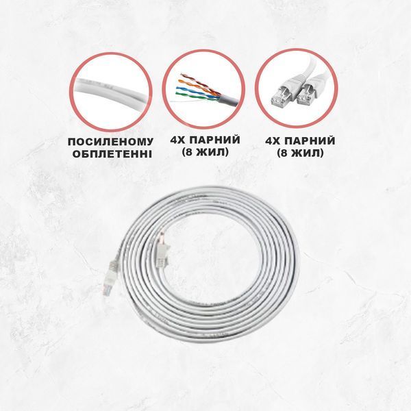 Патч корд от роутера к компьютеру медный Kabelist 15м U/UTP Cat5e 24AWG для интернета с скорость 1 Гбит/с 88041sk фото