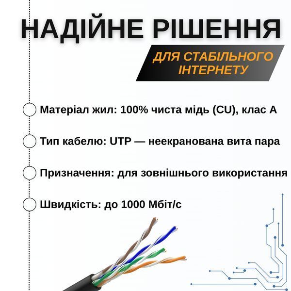 Медный уличный сетевой кабель GEAR CAT.5E UTP 305 м, черный, для наружной прокладки 88316м фото
