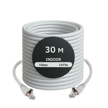 Патч-корд 30 м LAN Високошвидкісний мережевий кабель для інтернету до 1000 Мбіт/с (Gigabit Ethernet) KLM White 88205m фото