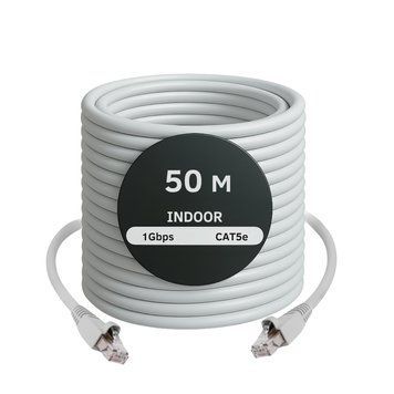 Патч-корд 50 м LAN Високошвидкісний мережевий кабель для інтернету до 1000 Мбіт/с (Gigabit Ethernet) KLM White 88207m фото